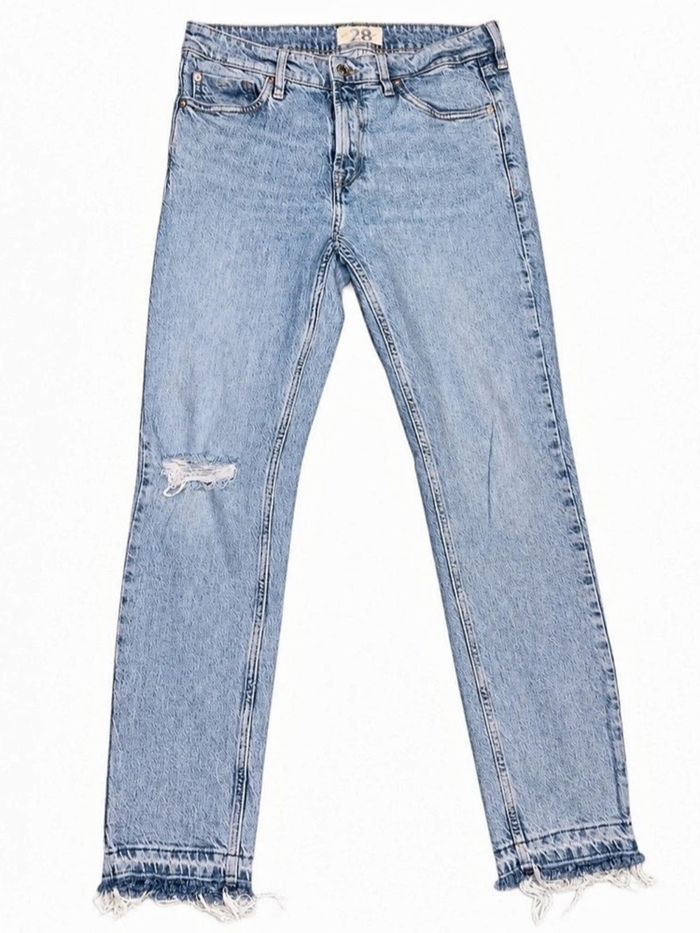 We The Free by Free People  28 waist Light Wash Straight Leg Frayed Hem Jean